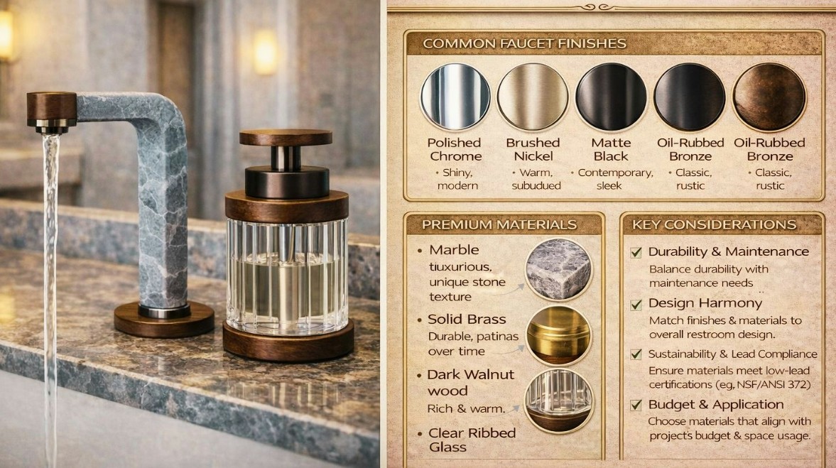 Commercial Bath Faucet Finishes and Materials: A Guide for Designers and Specifiers
