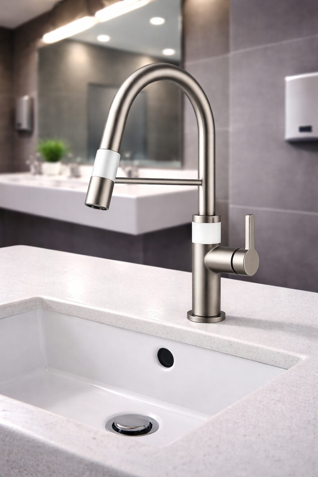 Selection of brushed nickel bathroom sink faucets in different styles