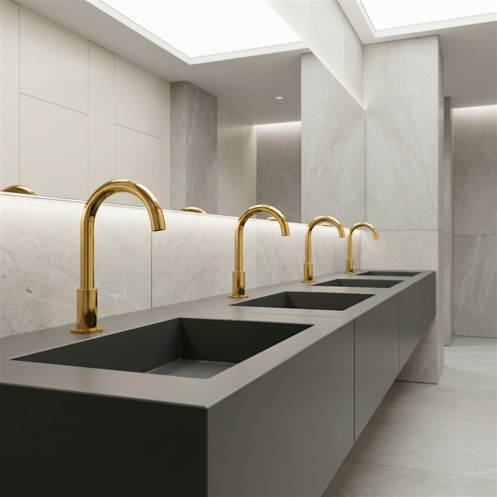 Sloan Optima ETF-700 faucet installed on a commercial restroom sink deck