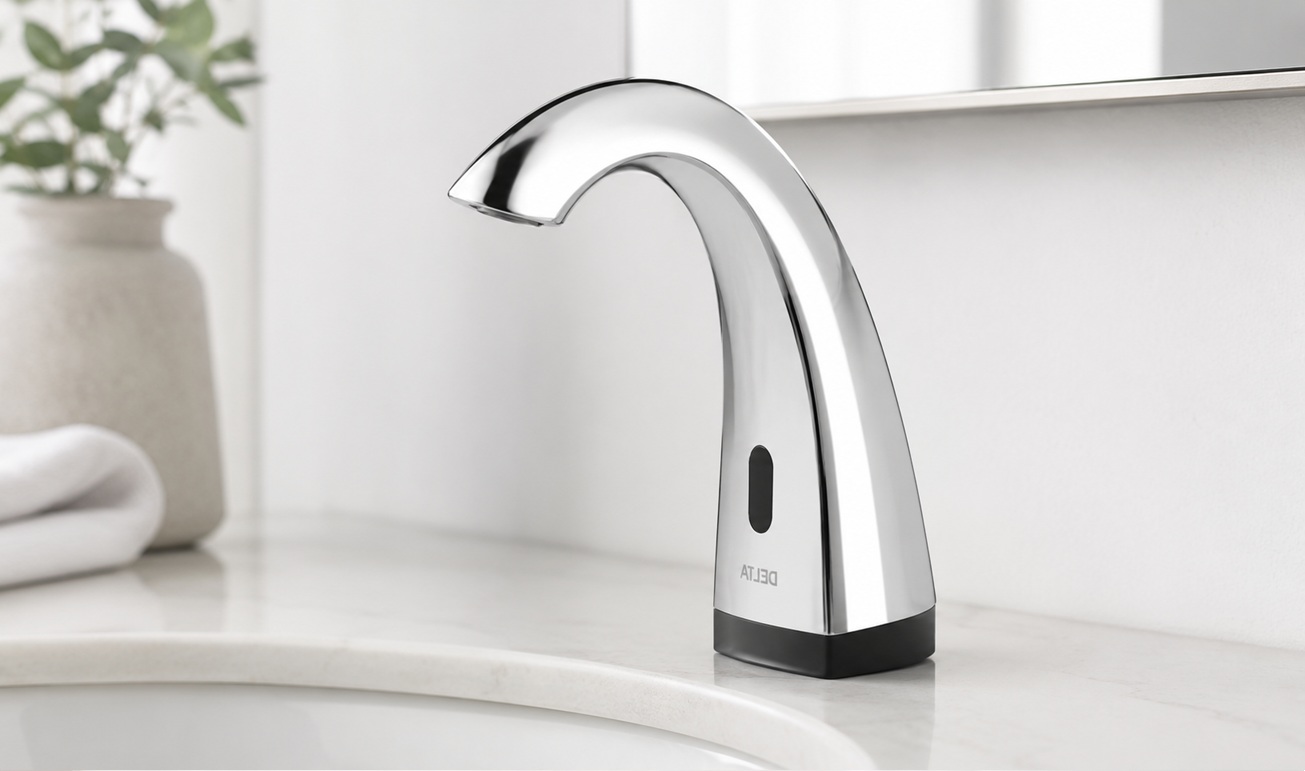 Delta Commercial Proximity sensing electronic lavatory faucet for vandal resistant restrooms