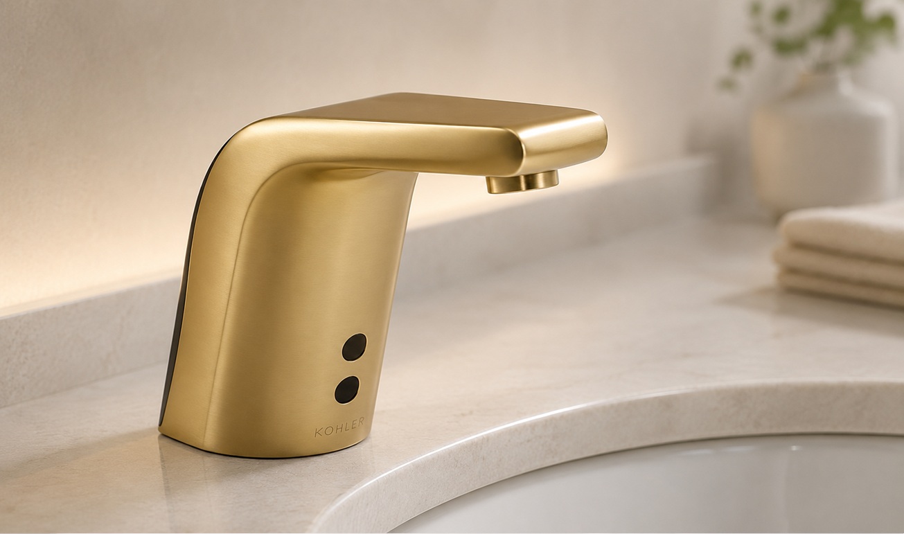 KOHLER Sculpted touchless commercial bathroom sink faucet for design forward restrooms