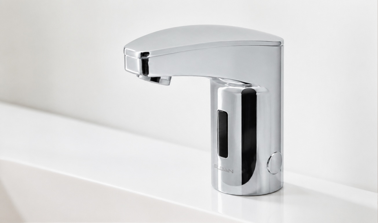 Sloan Optima sensor activated commercial faucet for high traffic restroom maintenance access