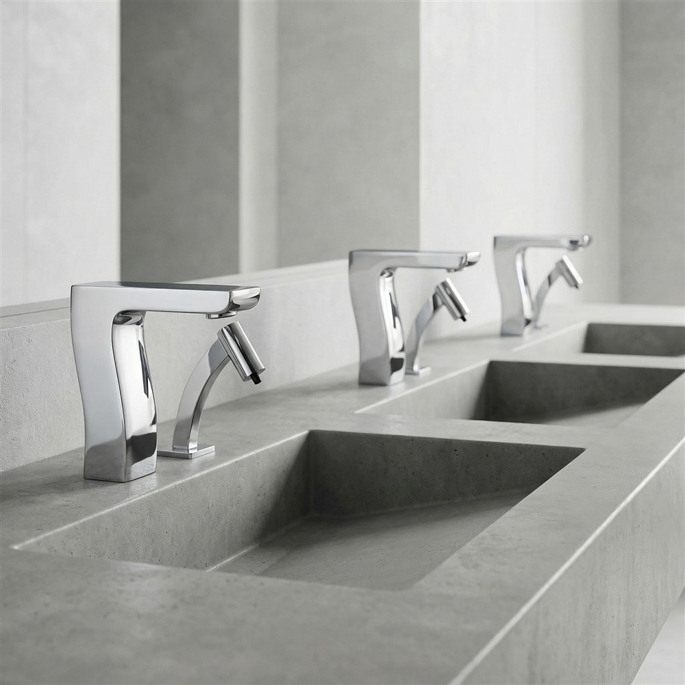 Touchless faucet sensing, water control, and service architecture visualization