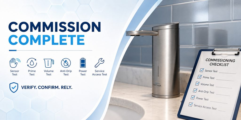 Commercial restroom fixture commissioning process plumbing standards verification