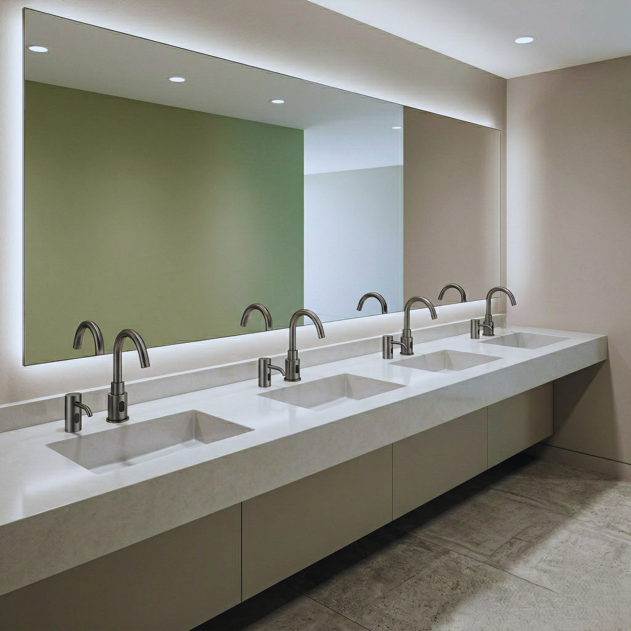 Digital twin record supporting commercial restroom commissioning maintenance and facility management