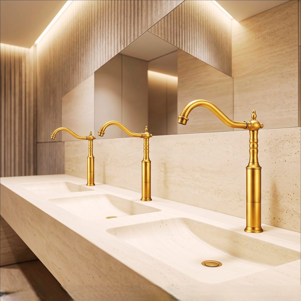 Accessible commercial faucet lavatory and sensor system coordination