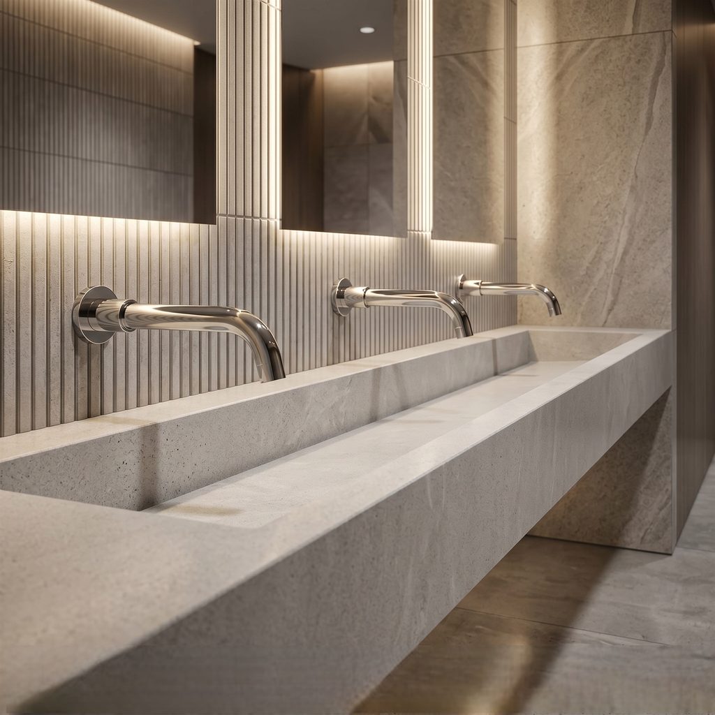 Commercial touchless faucet selection and facility planning for theme park and amusement park restrooms